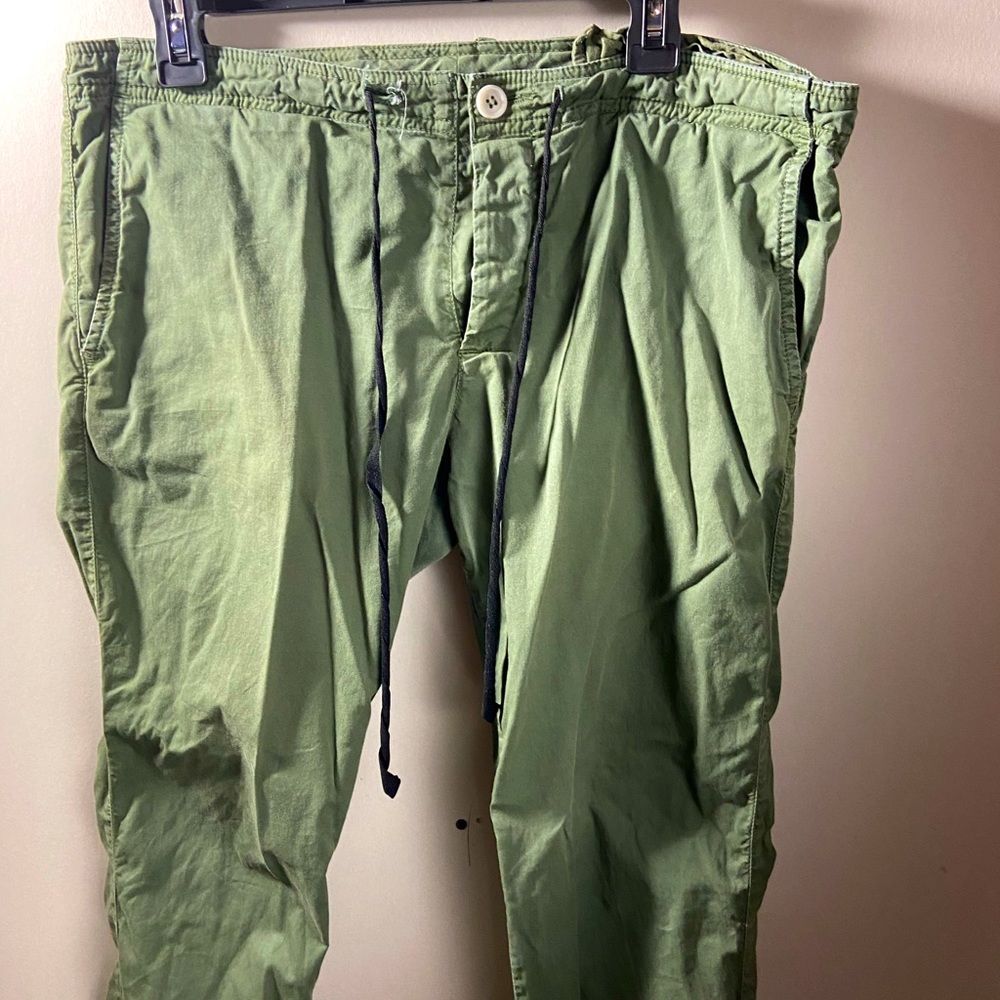 Size 33x30 Green Pants with a lace belt and button on pants